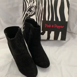 NIB Pink & Pepper 4” Suede Booties